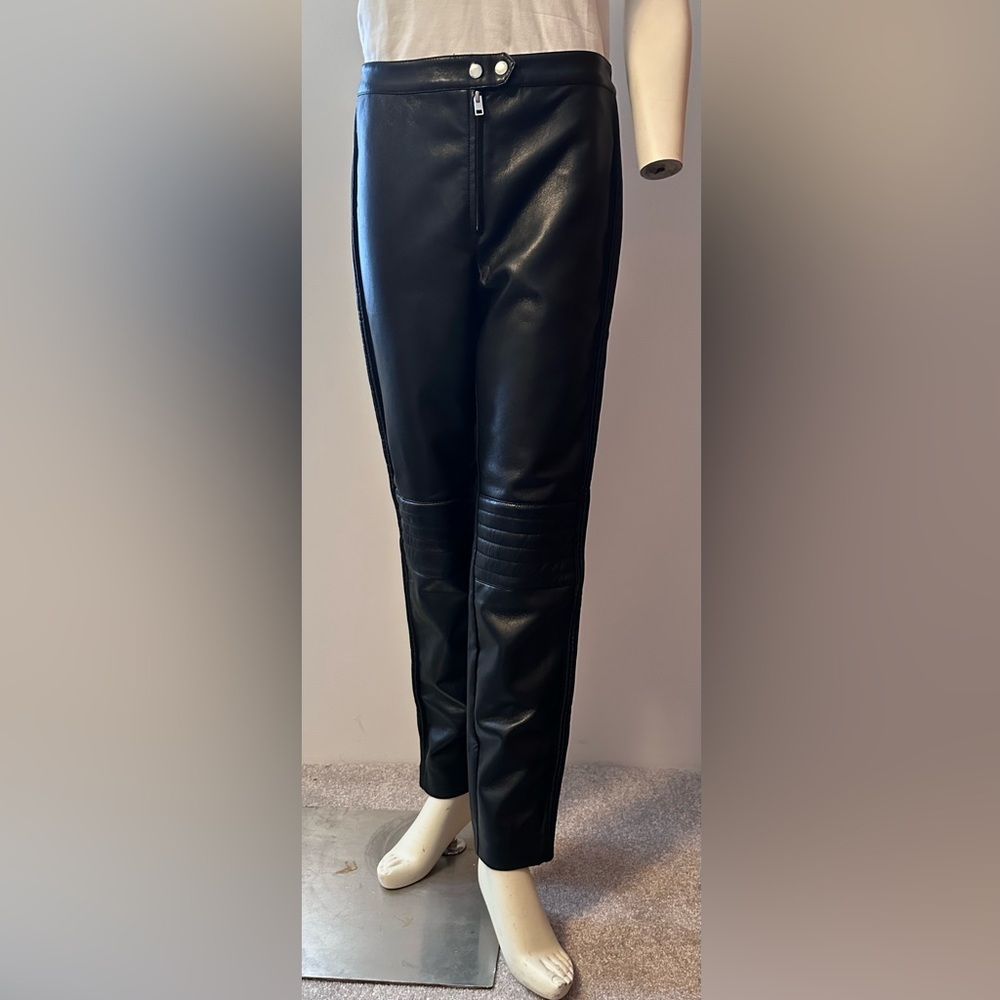 Wilfred Black Faux Leather Pants with Gorgeous Detail with Silver Accents
